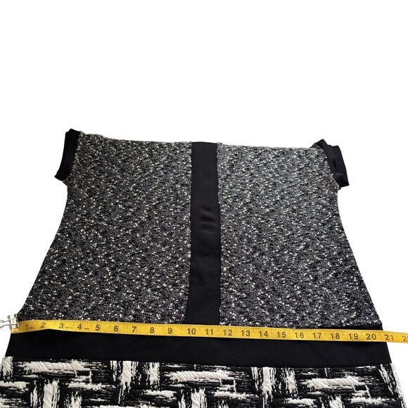 Ann Taylor Womens Black & White Textured Dress Size 12 Cap Sleeve Woven Design - Picture 8 of 11